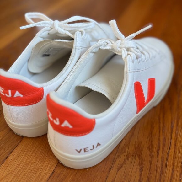 VEJA CAMPO LEATHER WHITE ORANGE - Picture 3 of 8